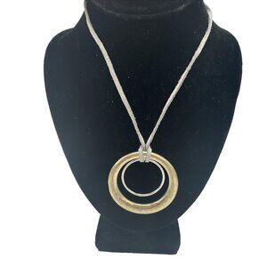 Necklace Metal Circle Pendant Leather Strap Boho Slide Adjust